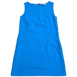 Ann Taylor Loft Sleeveless Shift Dress Women's‎ Size 4 Blue Pockets Zip Back